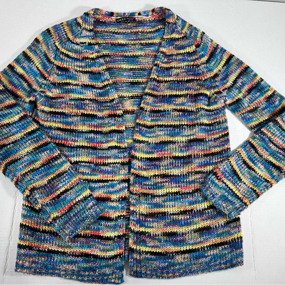 3/$30 SALE Cozy Multi-Stripe Open-Front Cardigan Sweater